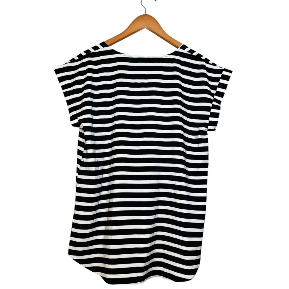 Express Black White Striped Blouse Women’s Large Top Zipper Detail - Picture 3 of 5